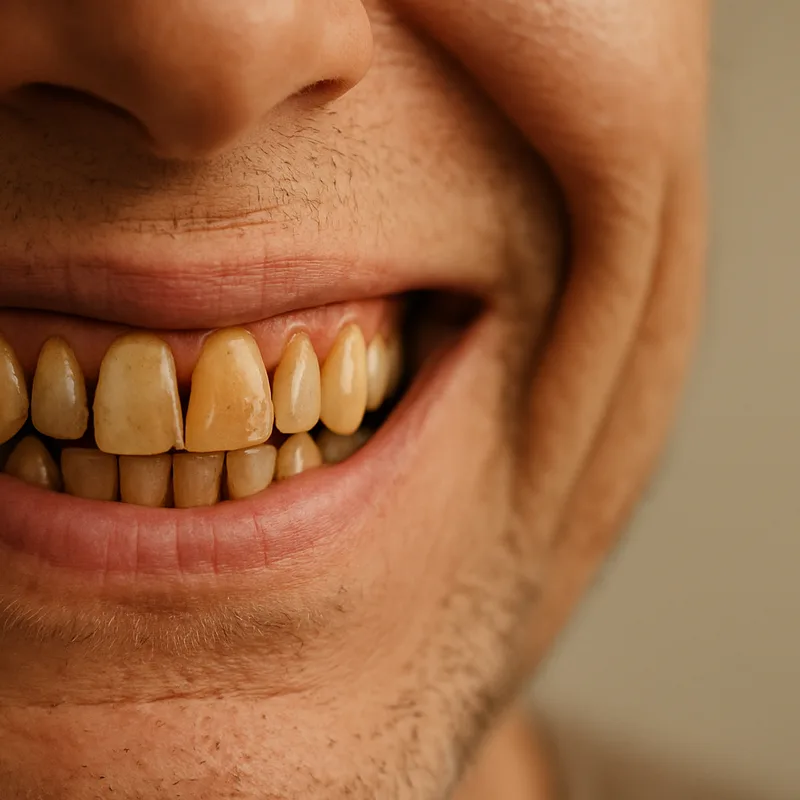 Before — worn front teeth