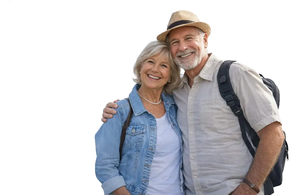Happy couple smiling after dental treatment in Los Algodones