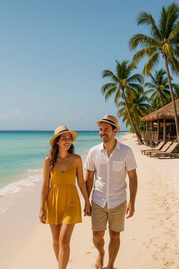 Travelers enjoying Playa del Carmen