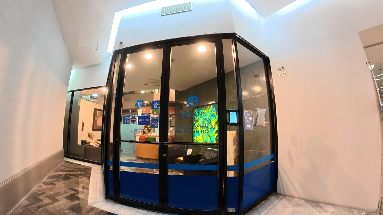 Clinic entrance doors