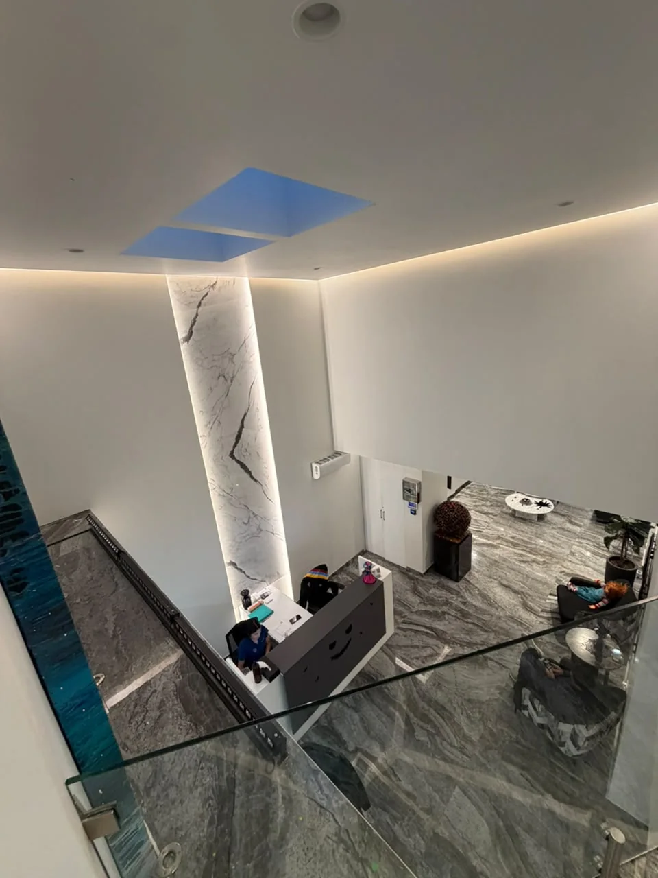 Clinic hallway and skylight