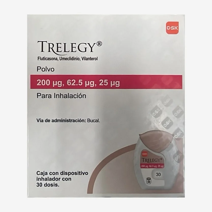 Trelegy 200/62.5/25 mcg Ellipta inhaler box, 30 doses (Mexico)